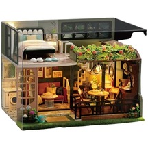 Worryfreeshopping Akıllı Ev Diy Kabin Modeli Ahşap Elle Monte Oyuncaklar-Küçük Yarım Bahçe B Modeli