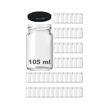 Afracam 105 Ml Metal Siyah Kapaklı 105 Cc Şeffaf Konserve Cam Kavanoz 48 Adet