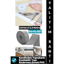 Bantseti Mutfak Lavabo Pencere Sızdırmaz Kenar Yalıtım Bandı Çok Şık Beyaz-gri 3.2 Metre Dörtlü Set