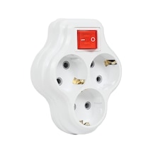 3lü Anahtarlı Golyat, Üçlü Topraklı Priz Duvar Tipi Çoklayıcı Fiş, 16a 250 Volt, Max 3600 Watt Beyaz 0