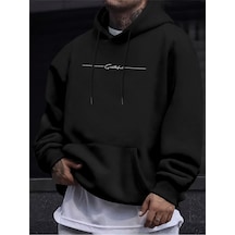 Uyguntarz İmza Baskılı Oversize Sweatshirt siyah