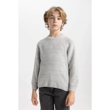 DeFacto Erkek Çocuk Gri Bisiklet Yaka Basic Düz Triko Kazak C9468A824AUGR210