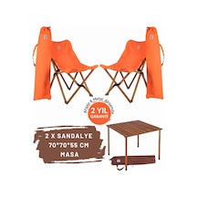 Bag The Joy Ahşap Masa Sandalye Seti Kahve-turuncu- 70 70 55cm Kahverengi - Turuncu