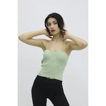 Likralı Triko Büstiyer Yeşil - P-019895 Çok Renkli