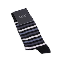 Gri Pamuklu Çizgili Soket Çorap 17142024a006 007 Antrasit - Bordo