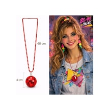 Retro Disko Topu Şekilli 80&amp 39 Ler 90&amp 39 Lar Kırmızı Renk Plastik Kolye - Zmff-764264 Renkli