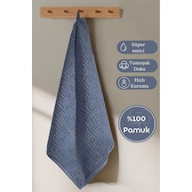 Pamuk Tekli Havlu Jakarlı Karna Premıum Molıs - 70 X 140 İndigo