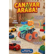 Işıklı Ve Sesli Dinozor Canavar Kamyon - 360 Dönen Sürtmeli Akrobasi Arabası - Oyuncak Araba Çok Renkli