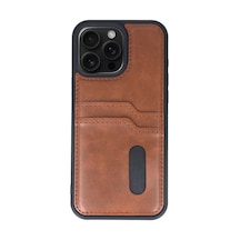 Apple İphone 15 Pro Max Kılıf Sara Kartvizitli Deri Kılıf - Taba 0.2M-Çok Renkli
