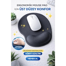 Tiger Track Siyah Bilek Destekli Ergonomik - Kaymaz Taban Mouse Pad 21 Cm 26 Cm