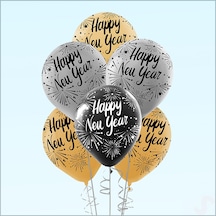 Happy New Year Yılbaşı Balonu, 30cm X 6 Adet Renkli