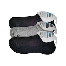 Siyah Ve Gri Erkek Görünmez Çorap 3 Çift Antra Melanj