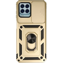 Samsung Galaxy Uyumlu M33 Kılıf Pars Lens Yüzüklü Silikon - Gold Bzsxx00 1