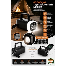 60.000mah Taşınabilir Enerji Hub Powerbank Pd 30w Hızlı Şarj 3 Mod Led Fener 2x Usb + 2x Type-c Siyah