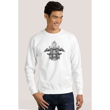 Ghost Rider Motorsiklet Skull Rider Baskılı Beyaz Erkek Sweat (528438600)