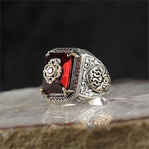 Kırmızı Zirkon Taşlı 925 Gümüş Yüzük