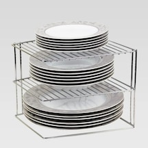 3 Katlı Metal Siyah Tabaklık Düzenleyici Organizer Dolap Içi Raf Metal 25 X 25 Gri Diğer