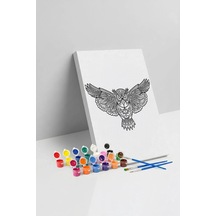 Baykuş Desenli Mandala Tuval Boyama Seti 40x50 Cm