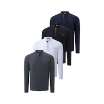 Dörtlü Set V4009 Dewberry Erkek Sweatshırt-siyah-antrasit-lacivert-beyaz Siyah-antrasit-lacivert-beyaz