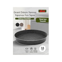Granit Döküm Yuvarlak Fırın Tepsi Yanmaz Yapışmaz Yüksek Isıya Dayanıklı 38 Cm
