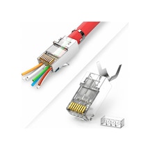 Mn119xf Cat7 Ftp Sftp Ez Rj45 Konnektör 6 Adet Metal Gövdeli Kalın Kablo Uyumlu
