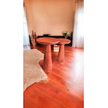 Doğal Masif Ahşap Yan Sehpa Seti 2 Li Maun Renk Zigon Ve Fiskos Takımı - Wooden Side Table Maun