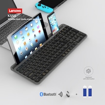 K550 Tablet Standlı Bluetooth + 2.4 Ghz Kablosuz Dual Modlu Sessiz Klavye