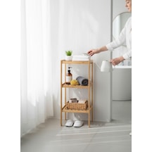 Bambu 3 Katlı Çok Amaçlı Raf - Dikey Ayakkabılık Havluluk Banyo Rafı Açık Kahverengi