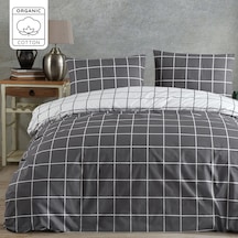 %100 Pamuklu Tek Kişilik Nevresim Takımı 160x220 2 Yastık Kılıflı Lastikli Çarşaflı 100x200+30 Antrasit Gri