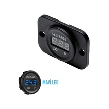 Shuıvan Dijital Voltmetre Akü Voltaj Göstergesi 12v/24v Mavi Işık - Çerçeveli-1603