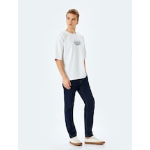 Koton Pamuklu Tok Kumaş Kısa Kollu Bisiklet Yaka Slogan Baskılı Oversize Tişört Beyaz 5sam10182hk Beyaz