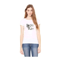 And Key All Keys Lockekey Tt Baskılı Beyaz Kadın Tshirt
