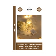 Premium Priz Gerektirmeyen Pratik Işık Kutlama 2m Pilli Peri Led Gün Işığı Çok Renkli