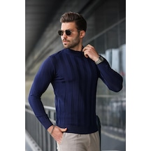 Lacivert Yarım Balıkçı Erkek Triko Kazak E7423 Lacivert