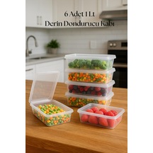 6 Lı Derin Dondurucu Saklama Kabı & Organizeri 1 Lt 12,5x19,5x5,5 Cm Şeffaf