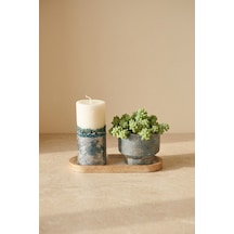 Giselle Ocean Mineral Candle & Succulent And Set Altın - Mavi