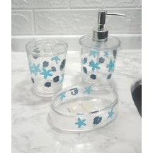 BENEKLİ DESEN 3 LÜ BANYO SETİ AKRİLİK Şeffaf