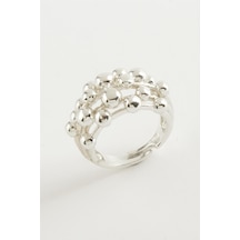 Yuvarlak - 609 - Metal Yüzük - Nazblsmm - Gümüş Rengi