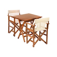 Motoryagmarket Rejisör Katlanır Bahçe Balkon Seti: 80 x 80 CM Masa + 2 Sandalye Ceviz