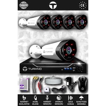 Turkno 5 Kameralı Galia 5 Dış Kamera Set HDD'siz Full HD Gece Görüşlü Güvenlik Kamerası Sistemi