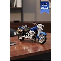 Davidson Uyumlu Softail Heritage Classic Mavi Model Motorsiklet 1:12 Ölçek İnce Detay Diecast Çok Renkli