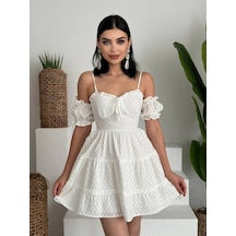 Lucca Kolu Lastikli Mini Elbise Beyaz