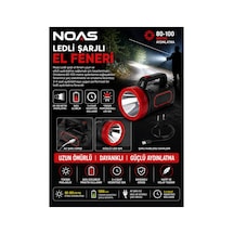 Ledli Şarjlı El Feneri 80-100 Metre Uzun Menzilli Güçlü Işık 3-4 Saat Kullanım Siyah - 920474781 Siyah