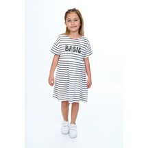 Toontoy Kız Çocuk Çizgili Elbise Haki