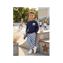 Omeca Concept Erkek Çocuk Lacivert Sweatshirt Ve Dama Desenli Pantolon 2 Li Takım