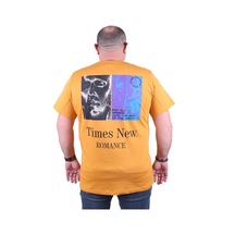 Moc Grande Mocgrande Büyük Beden Sıfır Yaka Tişört Romance 23104 Hardal - Unisex Hardal
