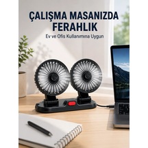 Mey İthalat Araç Ve Ev Kullanımına Uygun Çift Başlıklı Masaüstü Vantilatör