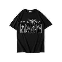 Brz Collectıon Brz Collection Unisex Oversize Bon Jovi T-shirt Siyah