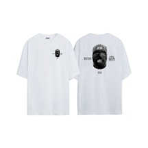 Thewert Unisex Runmay Rıchy Tru Jack Boyz Ön Arka Baskılı Beyaz Oversize T-shirt