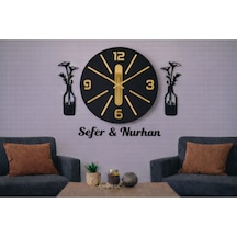 Salon İçin Tasarlanmış Duvar Saati 40 Cm Çiçekler 30 Cm Kişiye Özel No 1021 Çok Renkli